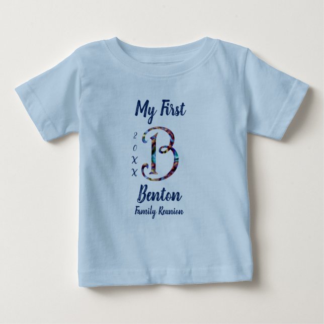 T-shirt Pour Bébé Lettre de réunion de ma première famille B Cravate (Devant)