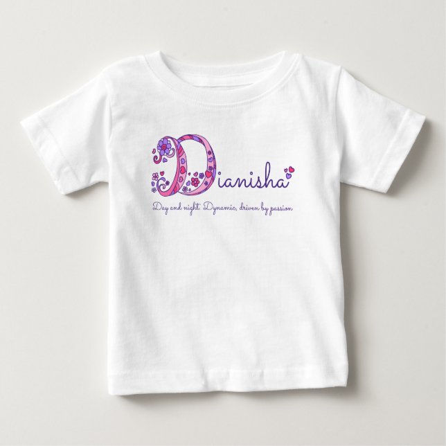 T-shirt Pour Bébé Lettre Dianisha D nom d'art signifiant violet rose (Devant)