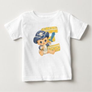 T-shirt Pour Bébé Lettre "E": Petit capitaine pirate bébé