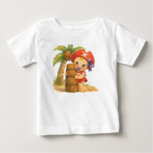 T-shirt Pour Bébé Lettre I: Bébé pirate sur la plage