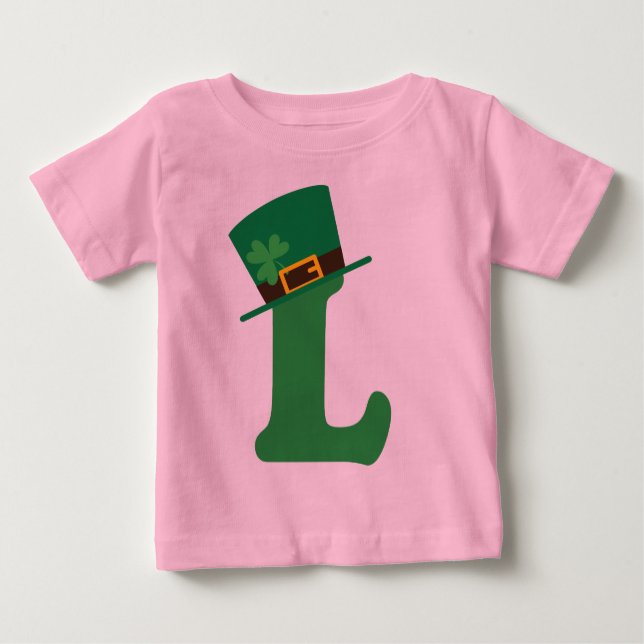 T-shirt Pour Bébé Lettre L alphabet de Jour de la Saint Patrick (Devant)
