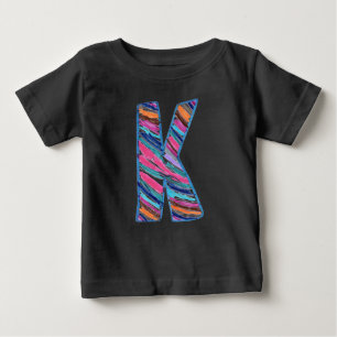 T-shirt Pour Bébé Lettre multicolore colorée K comme dans Kay