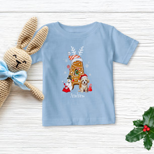 T-shirt Pour Bébé Lettre pain d'épice Père Noël de Noël Monogramme G