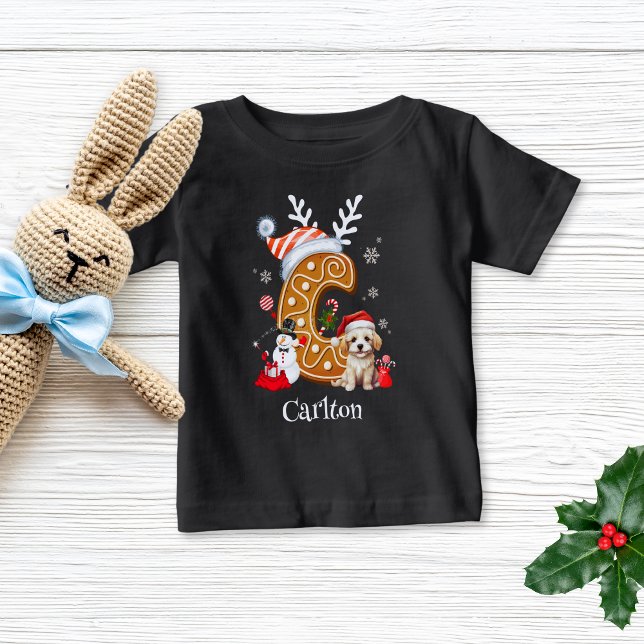 T-shirt Pour Bébé Lettre pain d'épices Père Noël Festive C Boy (Créateur téléchargé)