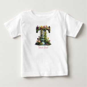 T-shirt Pour Bébé Lettre T avec tulipes et cascades Imaginaire Flora