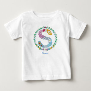 T-shirt Pour Bébé Lettres de fleurs "S" initiales avec nom personnal