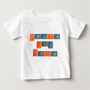 T-shirt Pour Bébé Lettres de papier sablé d'AMOUR de JOIE de PAIX