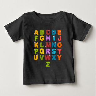 T-shirt Pour Bébé Lettres Mignonnes Alphabet Amusant d'Apprentissage