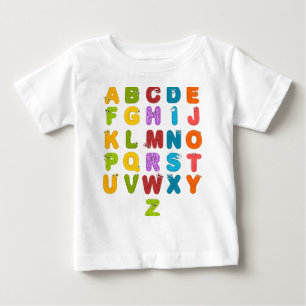 T-shirt Pour Bébé Lettres Mignonnes Alphabet Amusant d'Apprentissage