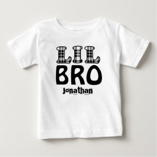 T-shirt Pour Bébé LETTRES PEU FRÈRE Plaid Nom personnalisé V02