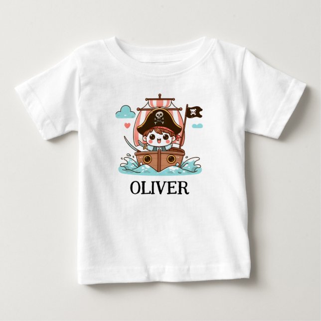 T-shirt Pour Bébé Lève l'ancre pour l'aventure ! Pirate enfant (Devant)