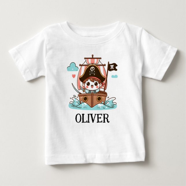 T-shirt Pour Bébé Lève les voiles pour l'aventure ! Pirate enfant (Devant)