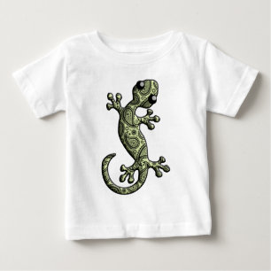 T-shirt Pour Bébé Lézard blanc vert de Gecko d'escalade