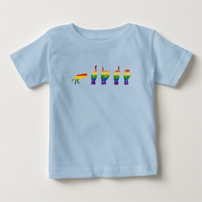 T-shirt Pour Bébé LGBT Parties scintillant Rainbow ASL Pride (Devant)
