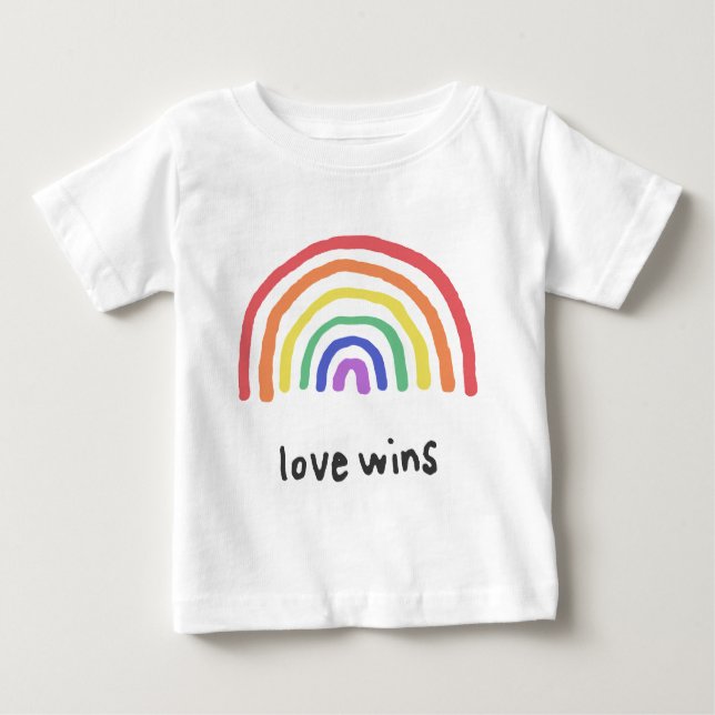 T-shirt Pour Bébé LGBTQA+ PRIDE [L'amour gagne] (Devant)