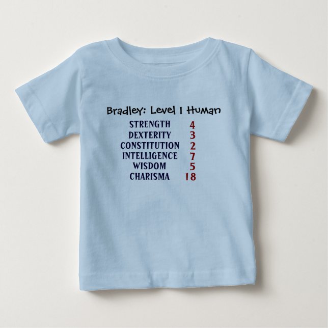 T-shirt Pour Bébé L'humain du niveau 1 personnalisent (Devant)