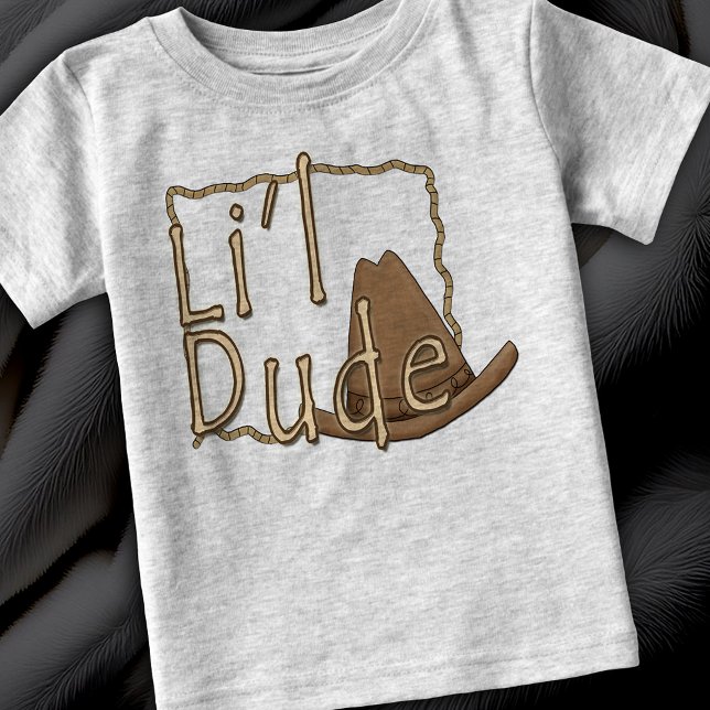 T-shirt Pour Bébé Li l Dude Little Western Casquette Cowboy (Li'l Dude Little Western Cowboy Baby T-Shirt)