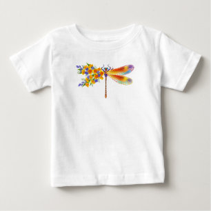 T-shirt Pour Bébé libellule de fleurs jaunes
