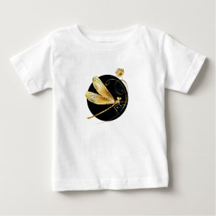 T-shirt Pour Bébé libellule d'or en cercle noir