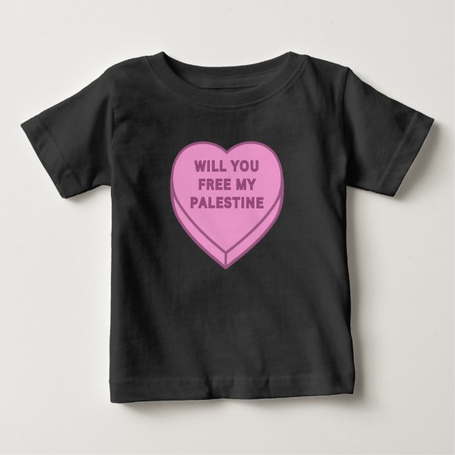 T-shirt Pour Bébé Libérez-vous ma Palestine ? Cute Candy Coeur doux (Devant)