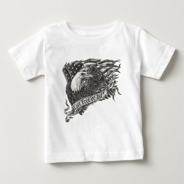 T-shirt Pour Bébé Libres vivants ou meurent Eagle (Devant)