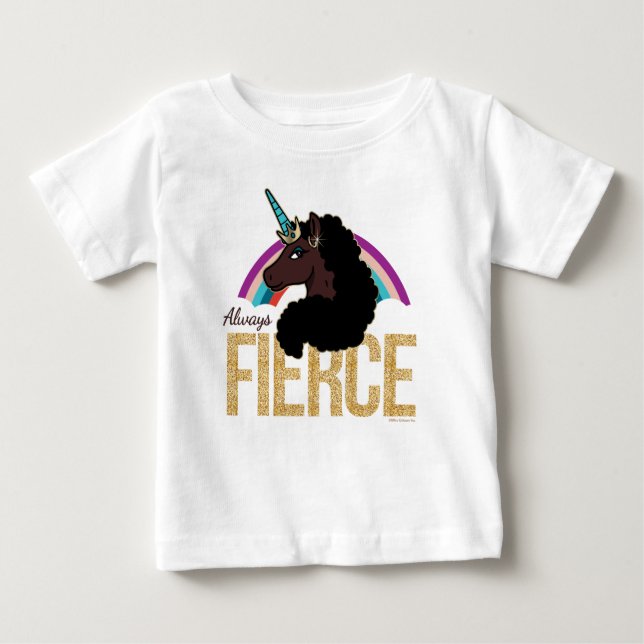 T-shirt Pour Bébé Licorne Afro | Magique - Toujours Féroce (Devant)