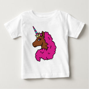 T-shirt Pour Bébé Licorne Afro Rose Chaud