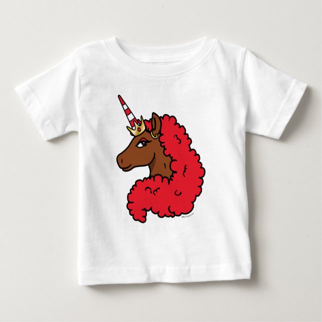 T-shirt Pour Bébé Licorne Afro Rouge (Devant)