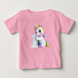 T-shirt Pour Bébé Licorne Arc-en-Ciel Adorable Fantaisie Magique