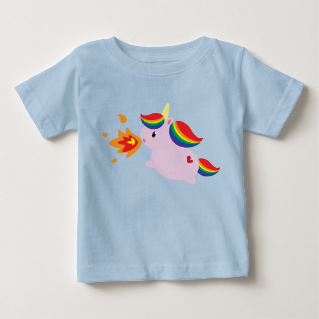 T-shirt Pour Bébé Licorne de Feu-Respiration (Devant)