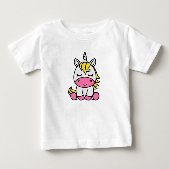 T-shirt Pour Bébé Licorne de petite fille (Devant)