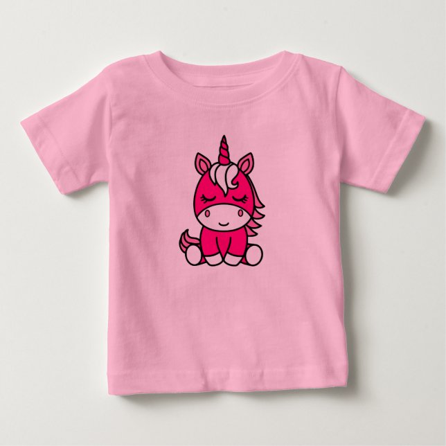 T-shirt Pour Bébé Licorne de petite fille (Devant)