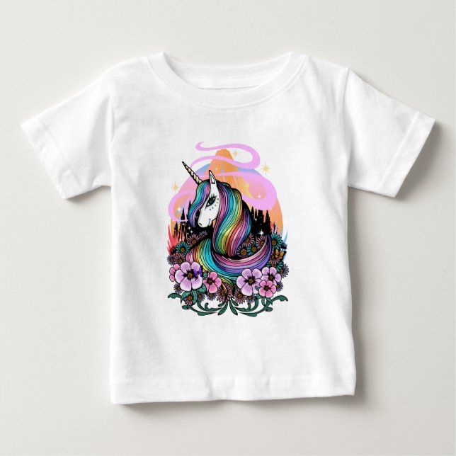 T-shirt Pour Bébé Licorne Majestueuse (Devant)