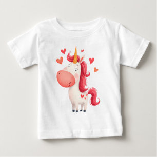 T-shirt Pour Bébé Licorne Mignonne avec des Cœurs – Enfants Magiques