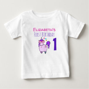 T-shirt Pour Bébé Licorne Mignonne avec Lunettes en Forme de Cœur po