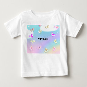 T-shirt Pour Bébé licorne nom personnalisé 