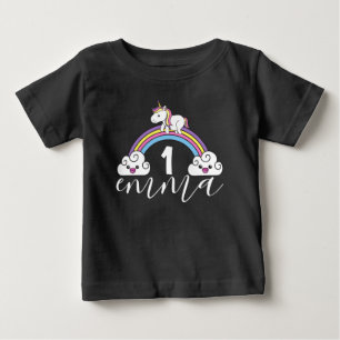 T-shirt Pour Bébé Licorne Personnalisée Arc-en-Ciel 1er Anniversaire