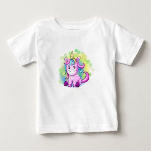 T-shirt Pour Bébé licorne rose de dessin animé