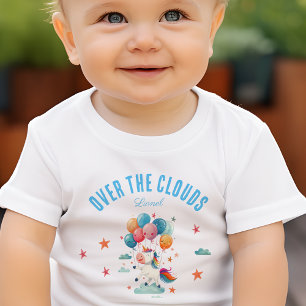 T-shirt Pour Bébé Licorne Volante Drôle Arc-en-ciel 1er Anniversaire