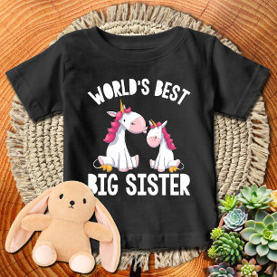 T-shirt Pour Bébé Licornes 🦄 Meilleure Grande Sœur du Monde WHTXT