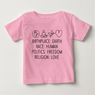 T-shirt Pour Bébé Lieu de naissance Terre Race Politique humaine Lib