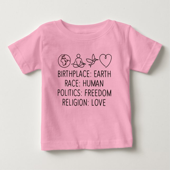 T-shirt Pour Bébé Lieu de naissance Terre Race Politique humaine Lib (Devant)