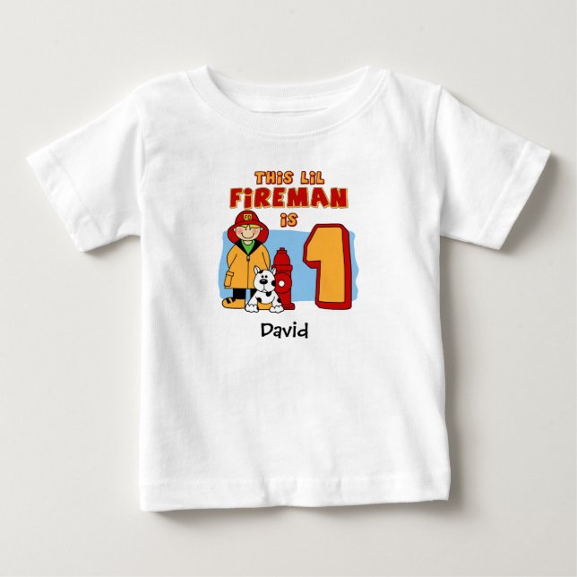 T-shirt Pour Bébé Lil Fireman 1er Anniversaire T-shirt bébé (Devant)