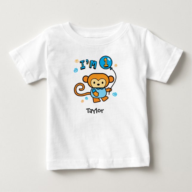 T-shirt Pour Bébé Lil Monkey 1er Anniversaire T-shirt bébé (Devant)