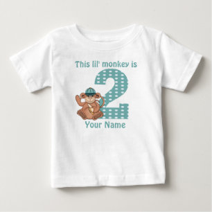 T-shirt Pour Bébé Lil Monkey Chemise personnalisée 2e anniversaire