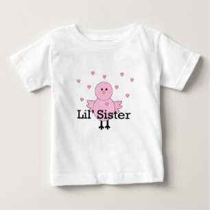 T-shirt Pour Bébé Lil' Sister Pink Chick & Hearts