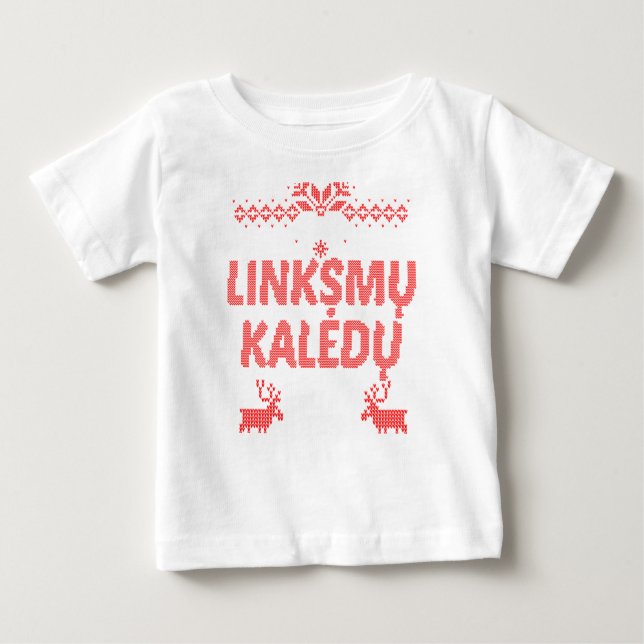 T-shirt Pour Bébé Linksmu Kaledu cadeau de Noël lituanien joyeux (Devant)
