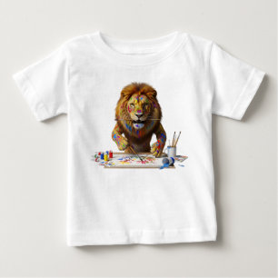 T-shirt Pour Bébé Lion artistique artiste peinture avec éclaboussure
