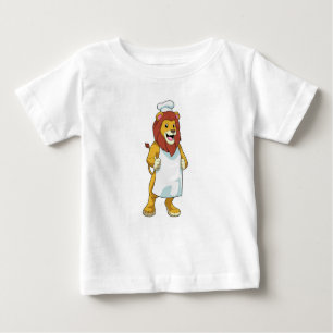 T-shirt Pour Bébé Lion as Cook with Chef Cooking apron