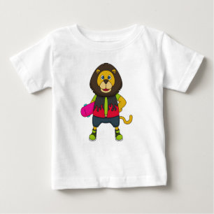 T-shirt Pour Bébé Lion as skater with skateboard